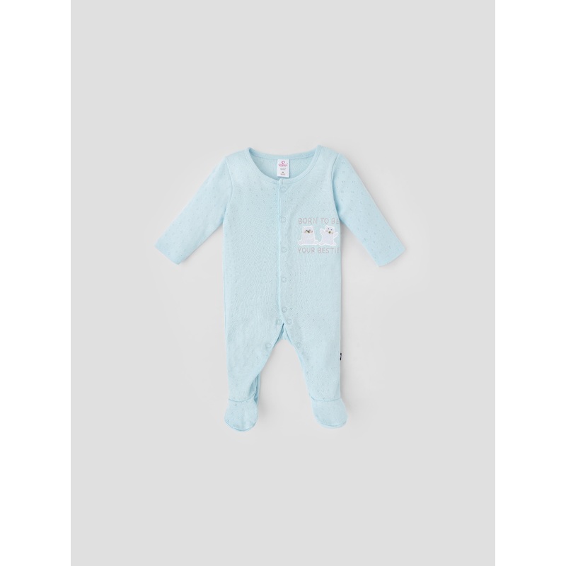 Popees Unisex Front-Open Full-Sleeve Sleepsuit (09 Months) for Newborn Babies NB