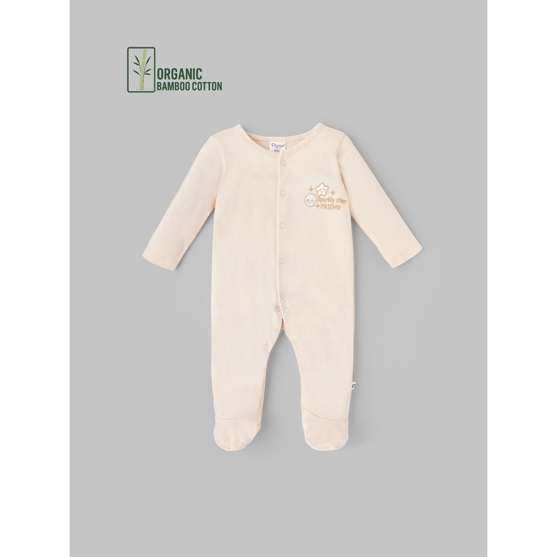 Popees Unisex Full-Sleeve Front Open Sleepsuit (0-6 Months) Made of Organic Bamboo Cotton Fabric TINY BABY
