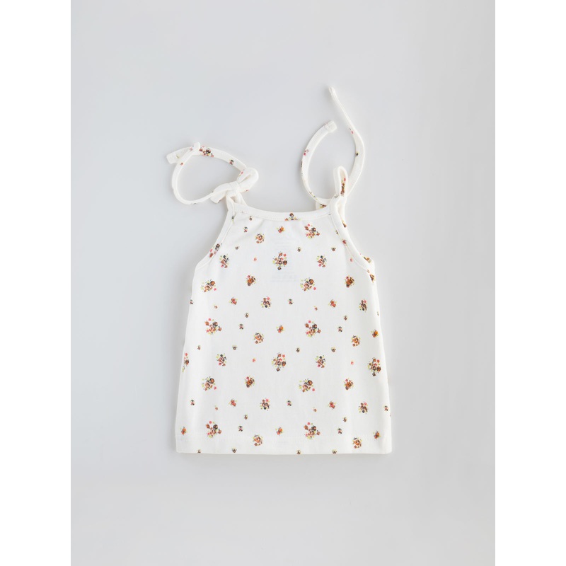 Printed Sleeveless Shoulder Knot Top for Girls 0-1 M