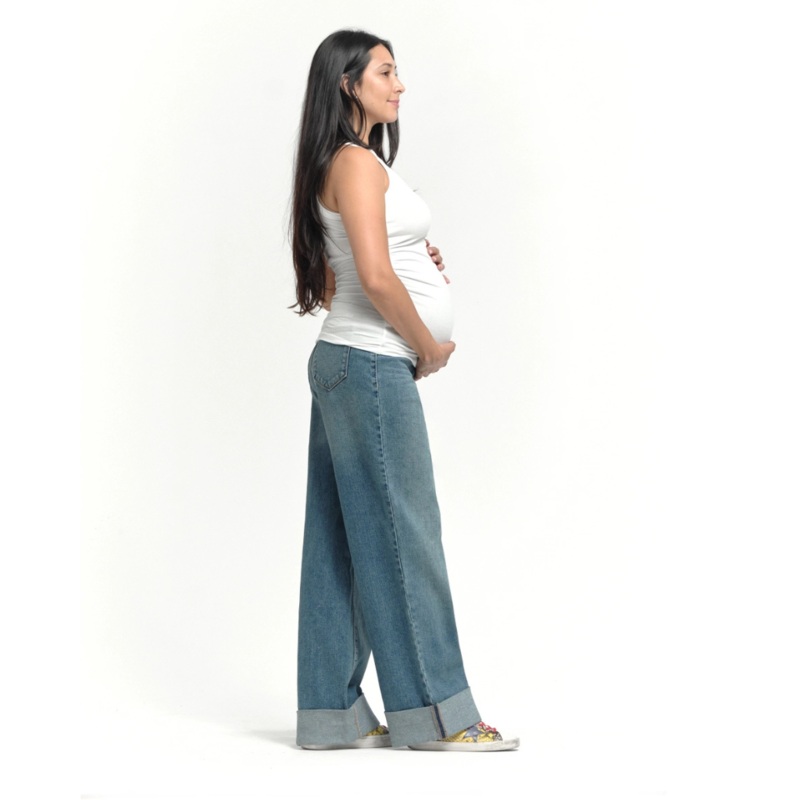 Maternity Roll Cuff Wide Leg Jean with Bellyband – Willa Willa 24