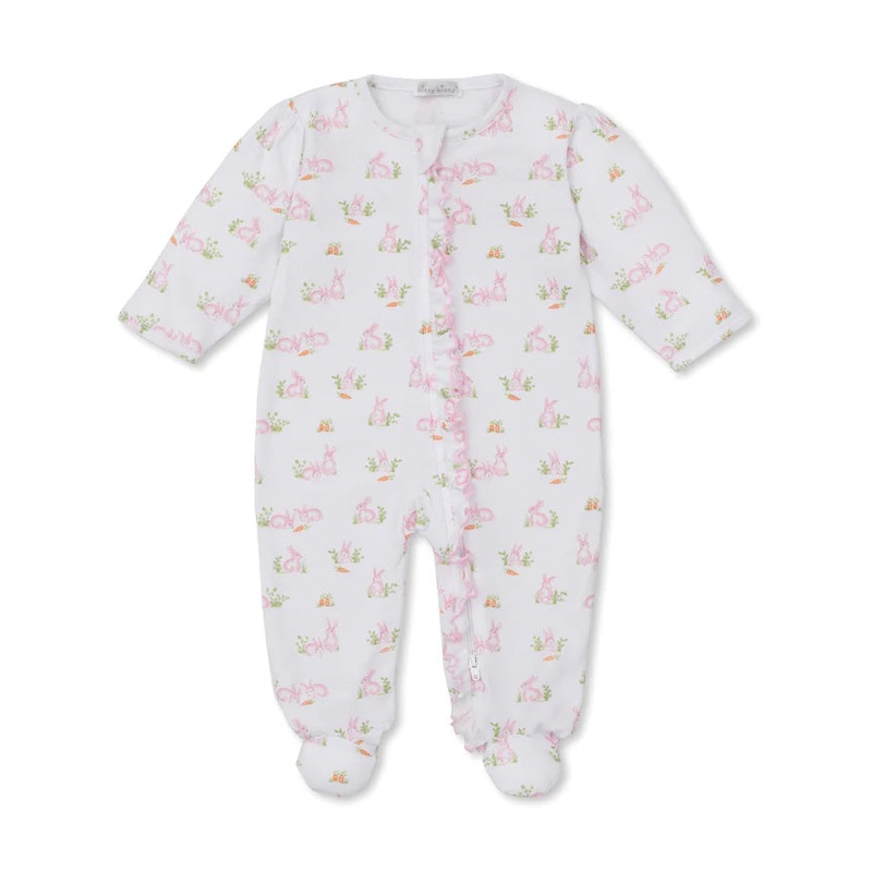 Baby Bunny Patch Zip Footie Pink 9M