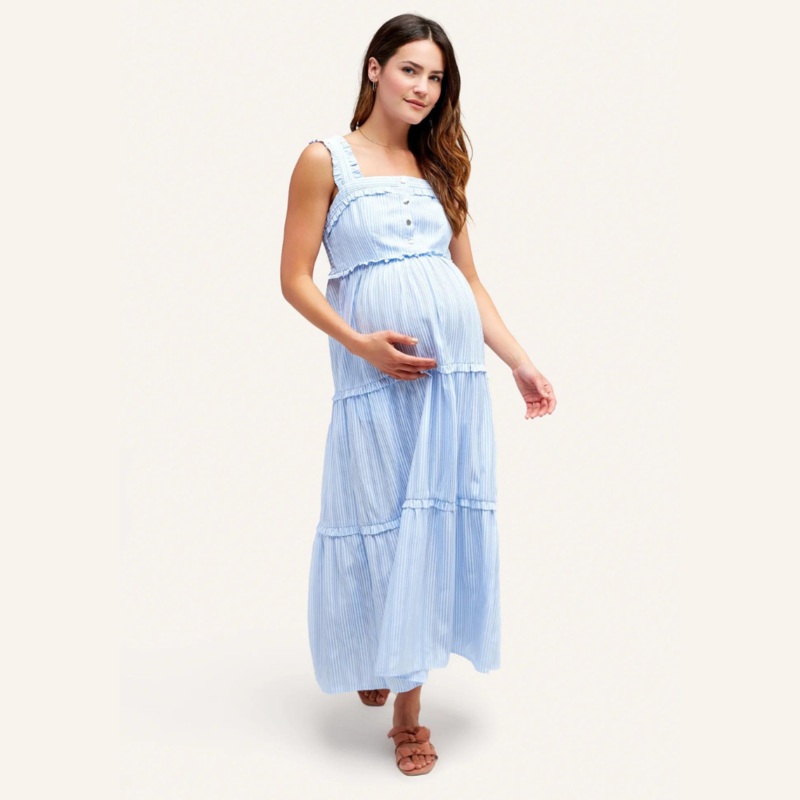Emma During + After Maxi Tank Dress Sky Stripe XS