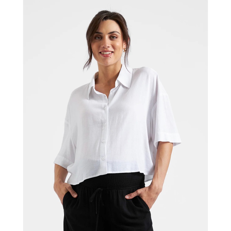 Farrah Crop Shirt White XS