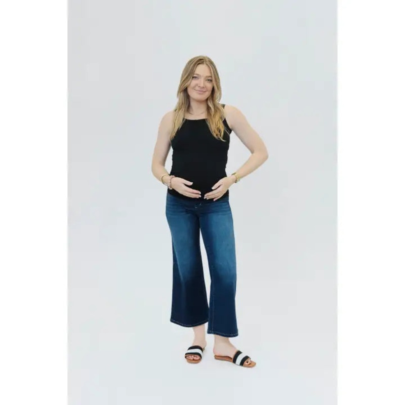 Maternity 26″ Better Butter Wide Leg Crop with Bellyband 24