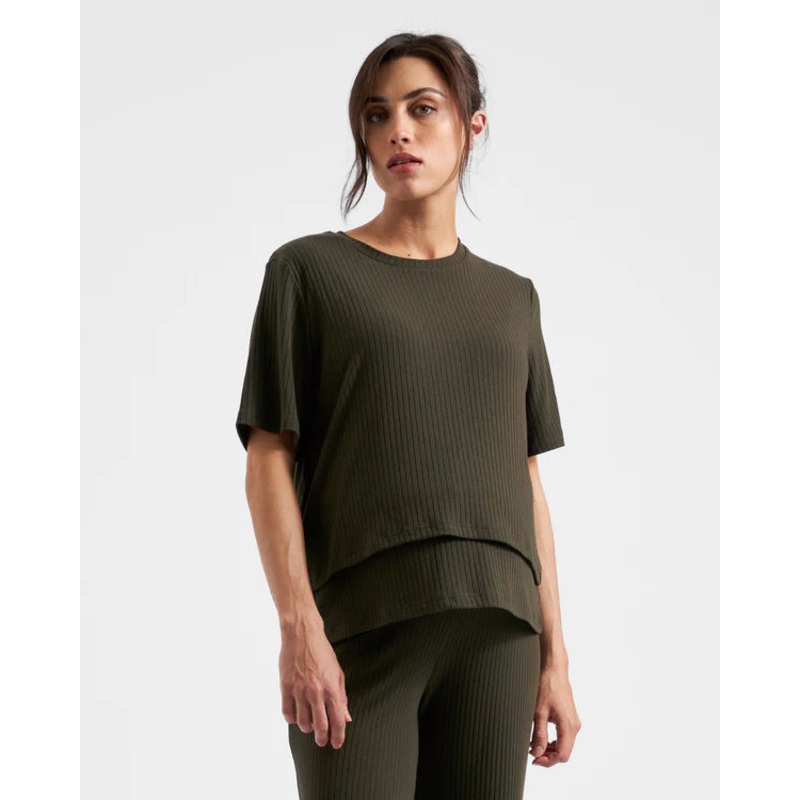 Mike Rib Nursing Top Khaki XS
