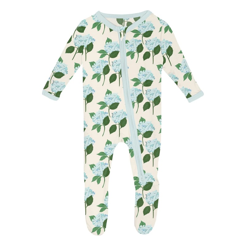 Print  Footie with Zipper Lakeside Stripe 0-3M