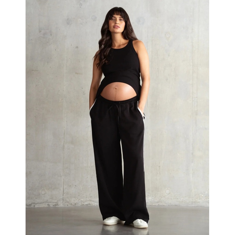 Rita | Under Bump Side Stripe Maternity Trouser Black 4