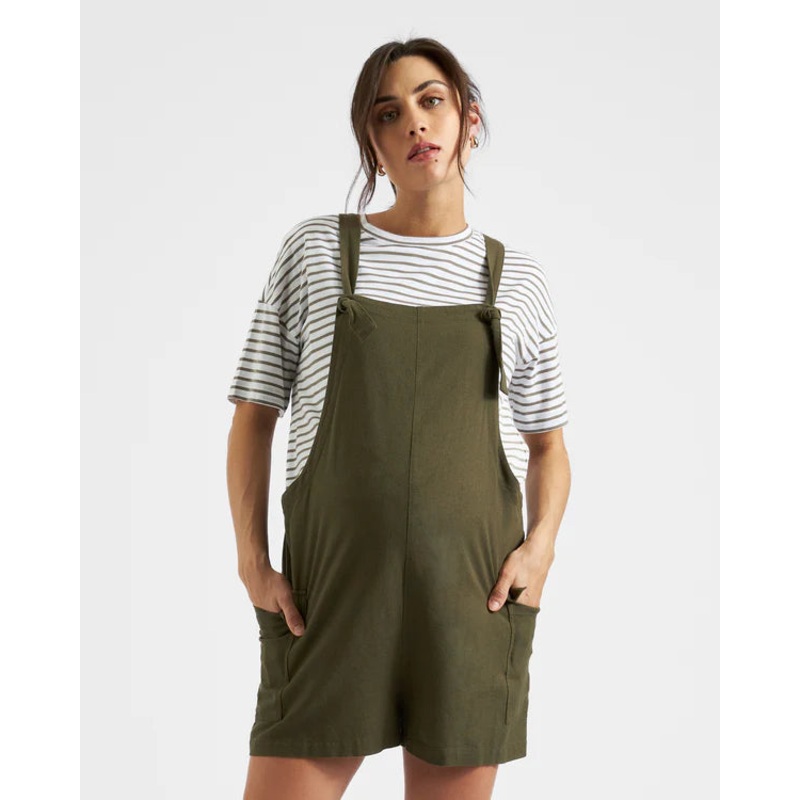 Terry Linen Playsuit Olive XS