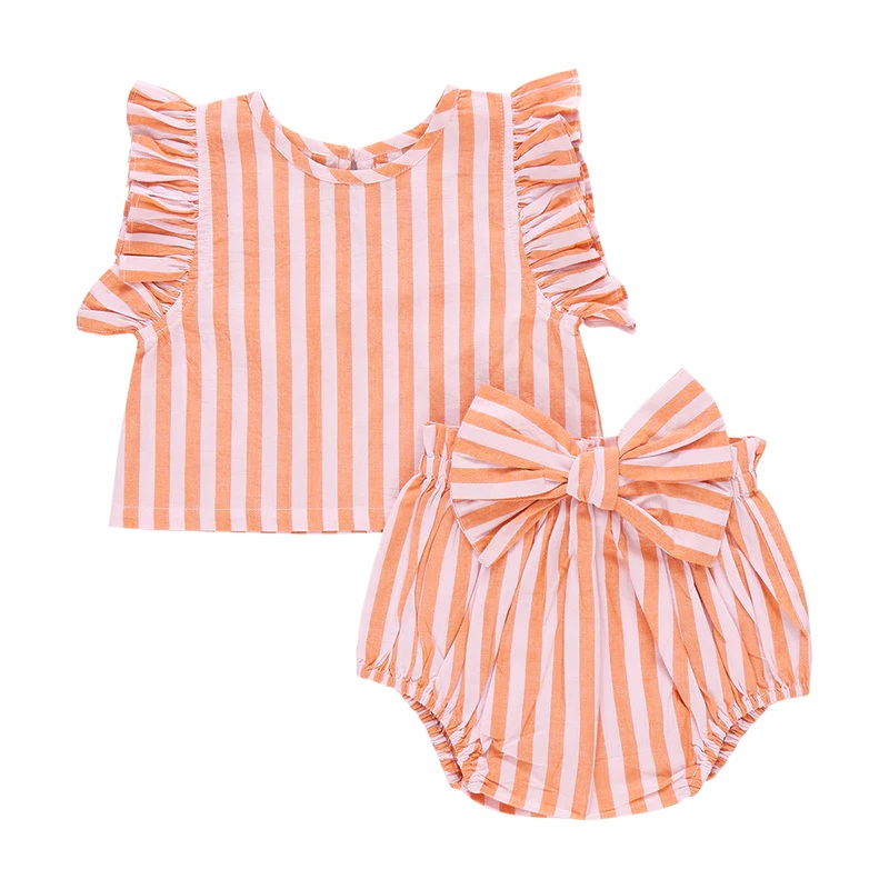 Baby Girls Abigail 2-Piece Set Orange Pink Stripe 0/3M