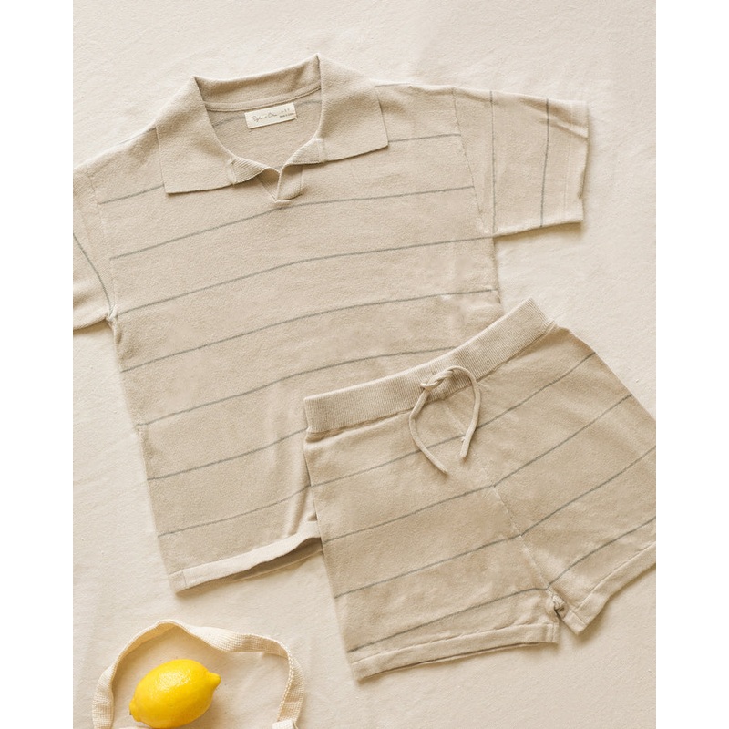 Chandler Knit Polo Eucalyptus Stripe 6-12M