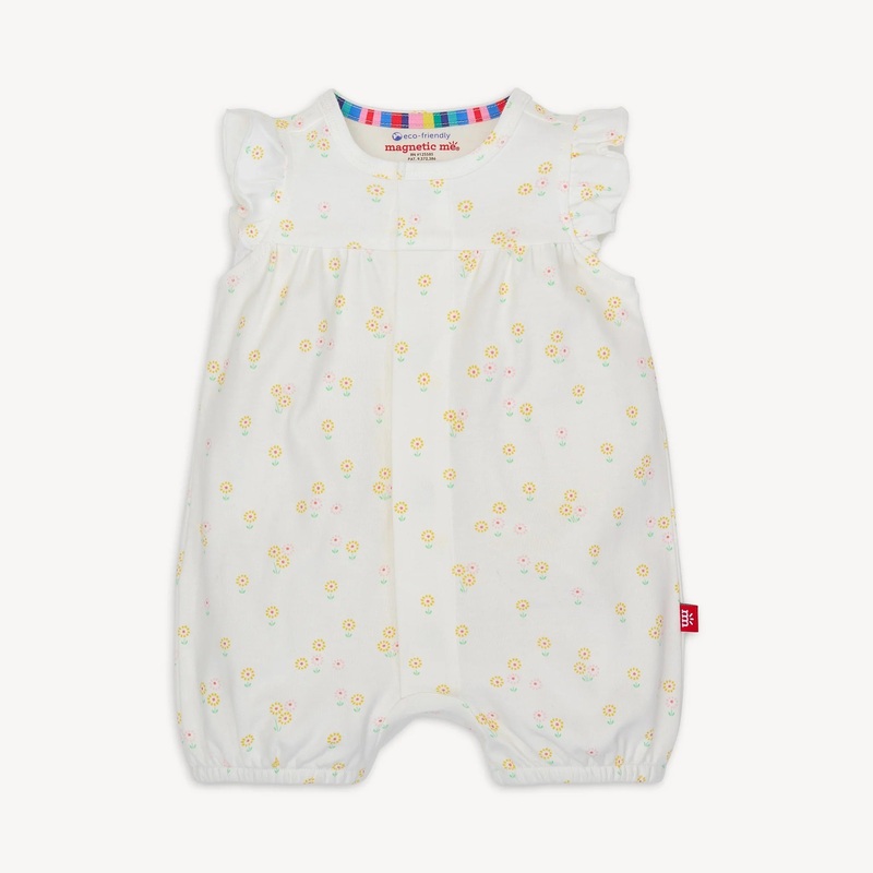Evangeline Organic Cotton Magnetic Ruffle Sleeve Romper Evangeline 0-3M