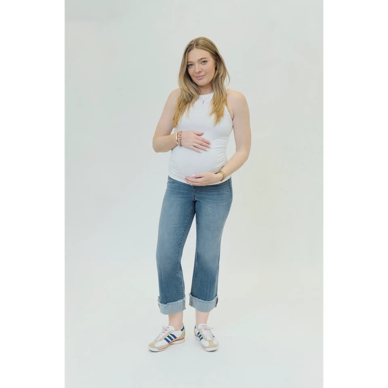 Maternity 26″ Cuffed Demi-Boot Jean w/ Bellyband 24