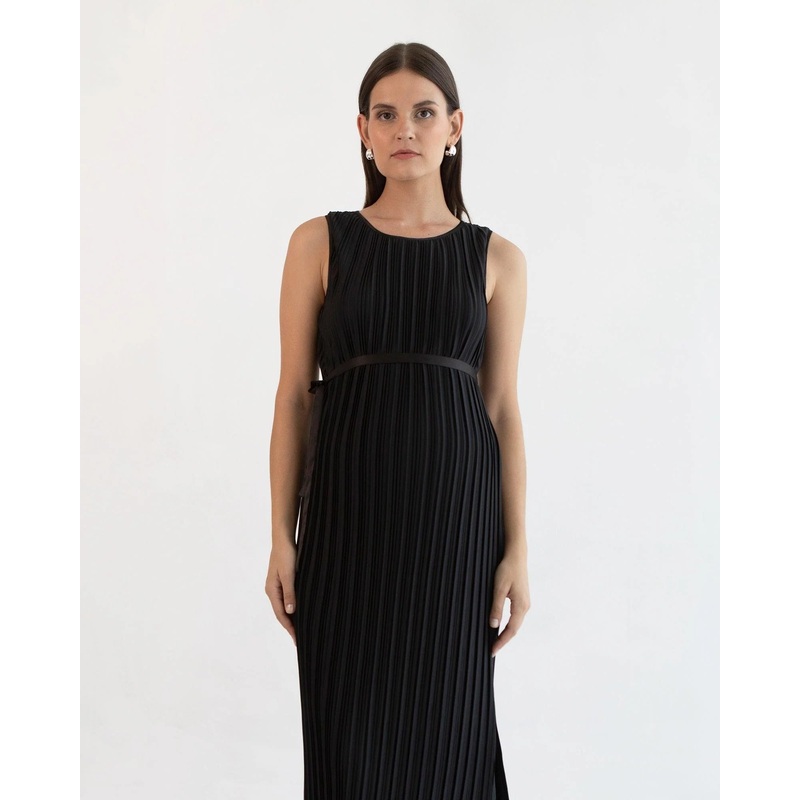 Michelle Nursing Pleat Dress Black XS