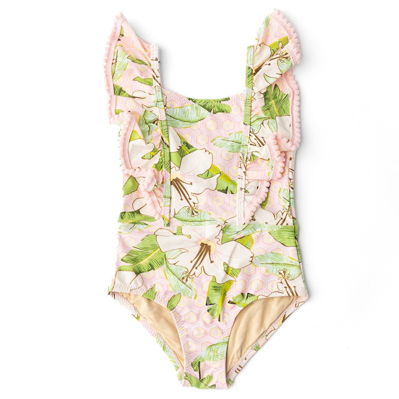 One Piece Swimsuit Hibiscus Pink 6-12M