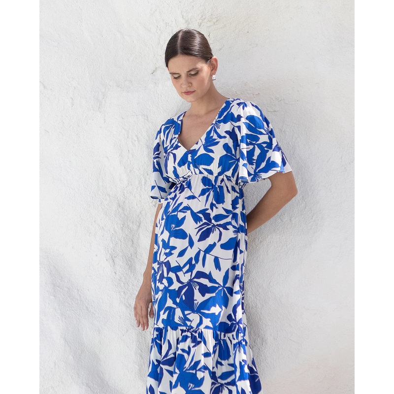 Anika Midi Feeding Dress Blue Flower XS