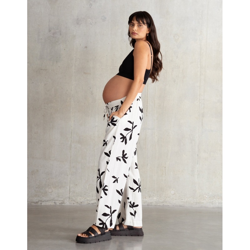 Anthea | Print Co-Ord Wide-Leg Woven Maternity Trouser Black/White 4