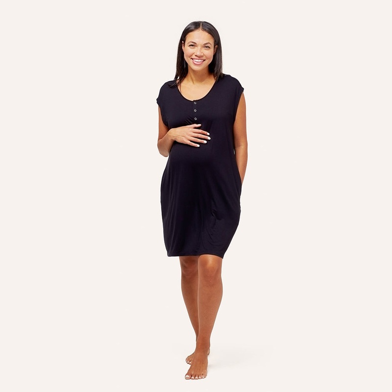 Clementine Maternity + Nursing Nightie Black XS