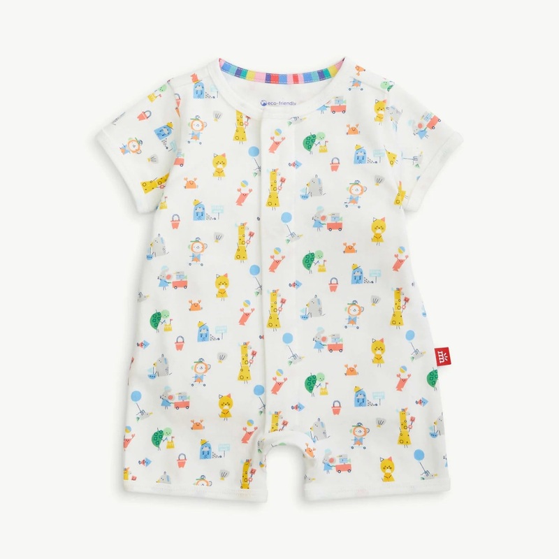 Cotton Magnetic Short Sleeve Romper Sand Squad 0-3M