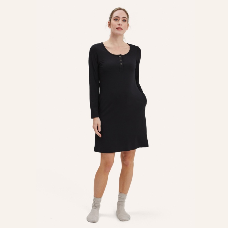 Heart On My Sleeve Nursing Nightgown Black XS