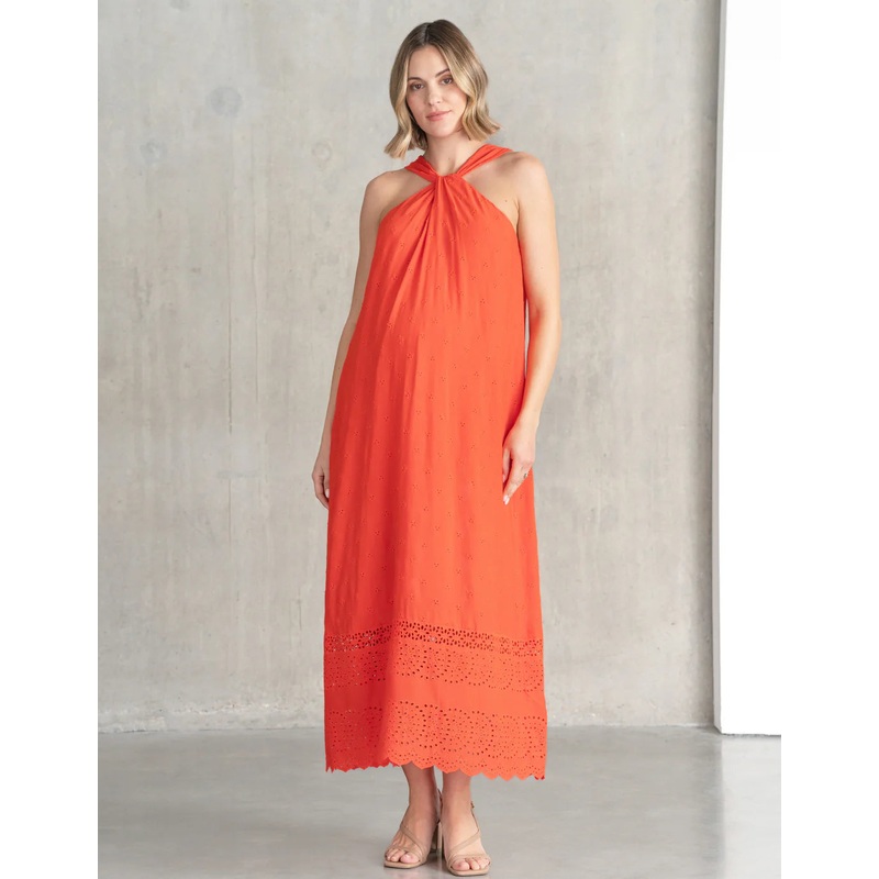 LINDSEY Halter Neck Maternity Dress Poppy 4