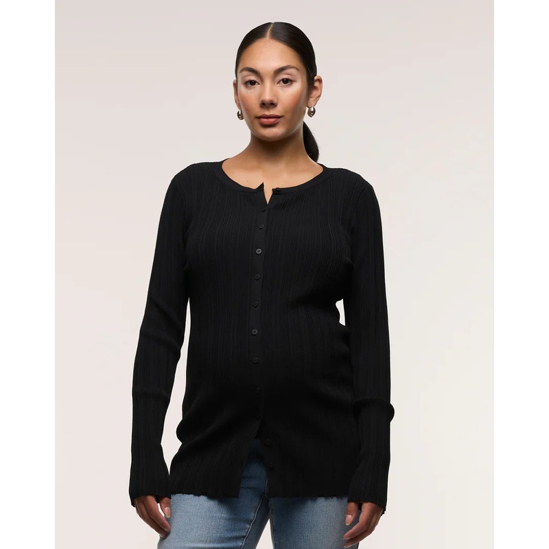 Mabel Crew Neck Cardigan Black XS