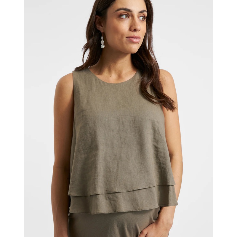 Peyton Linen Nursing Top Olive S