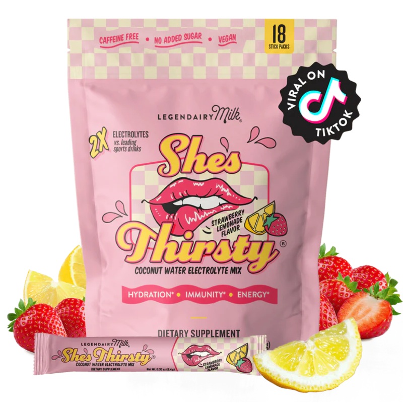 Shes Thirsty Coconut Water Electrolyte Mix Strawberry Lemonade
