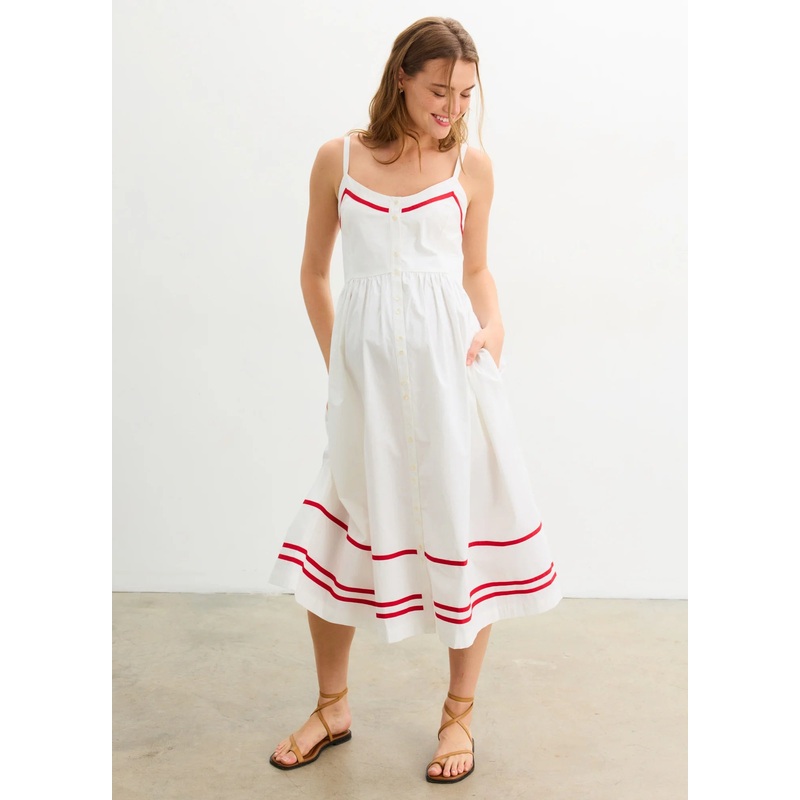 The Catalina Dress White/Red 1