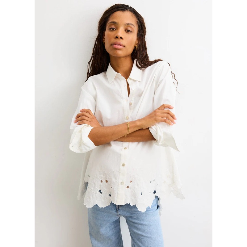 The Floral Embroidered Classic Buttondown White 0