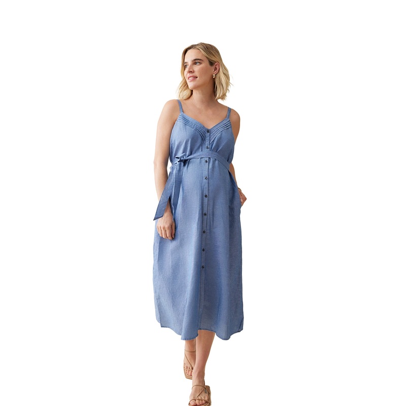 Women’s Maternity Chambray Button Front Dress Chambray S