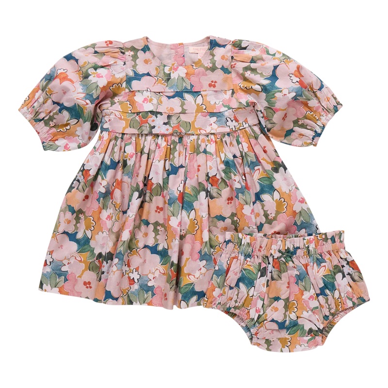Baby Girls Evelyn Dress Set Watercolor Floral 0-3M