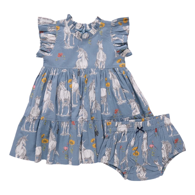 Baby Girls Jennifer Dress Set Unicorn Field 3-6M