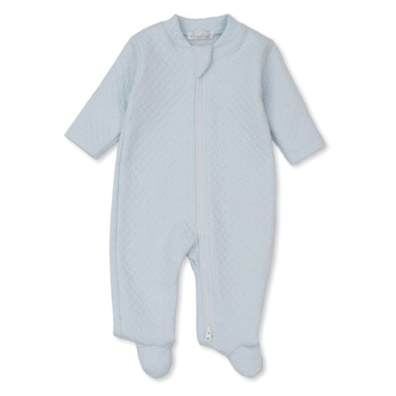 Blue Jacquard Zip Footie Light Blue NB