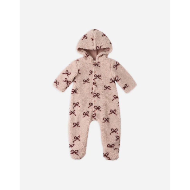 Fleece Jumpsuit Blush Bows 0-3M