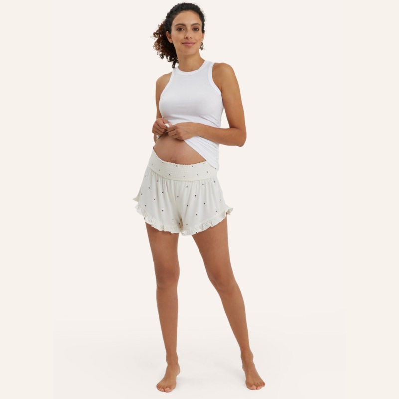 Fleur Smocked Maternity Shorts Dot XS