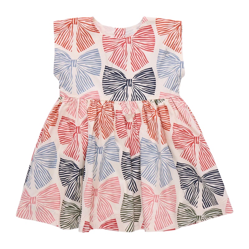 Girls Adaline Dress Striped Bows 2Y