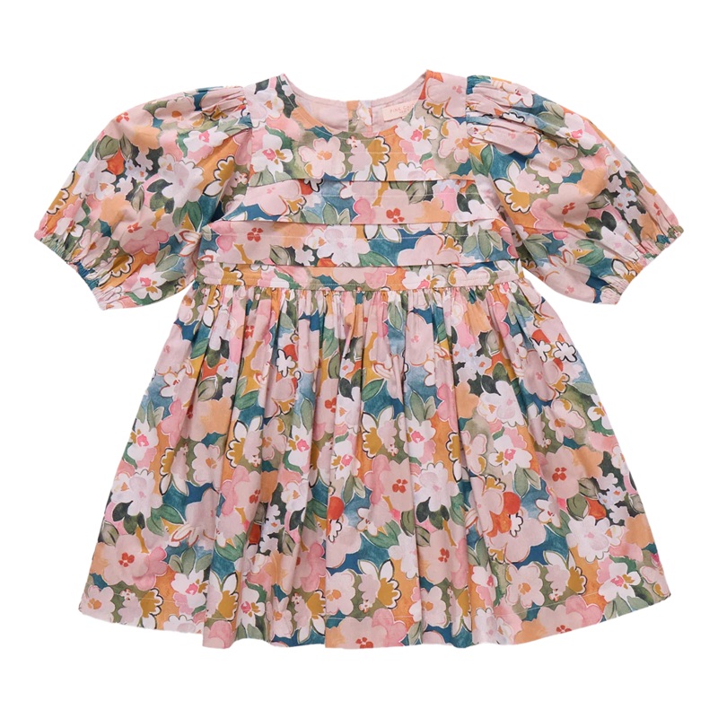 Girls Evelyn Dress Watercolor Floral 2Y