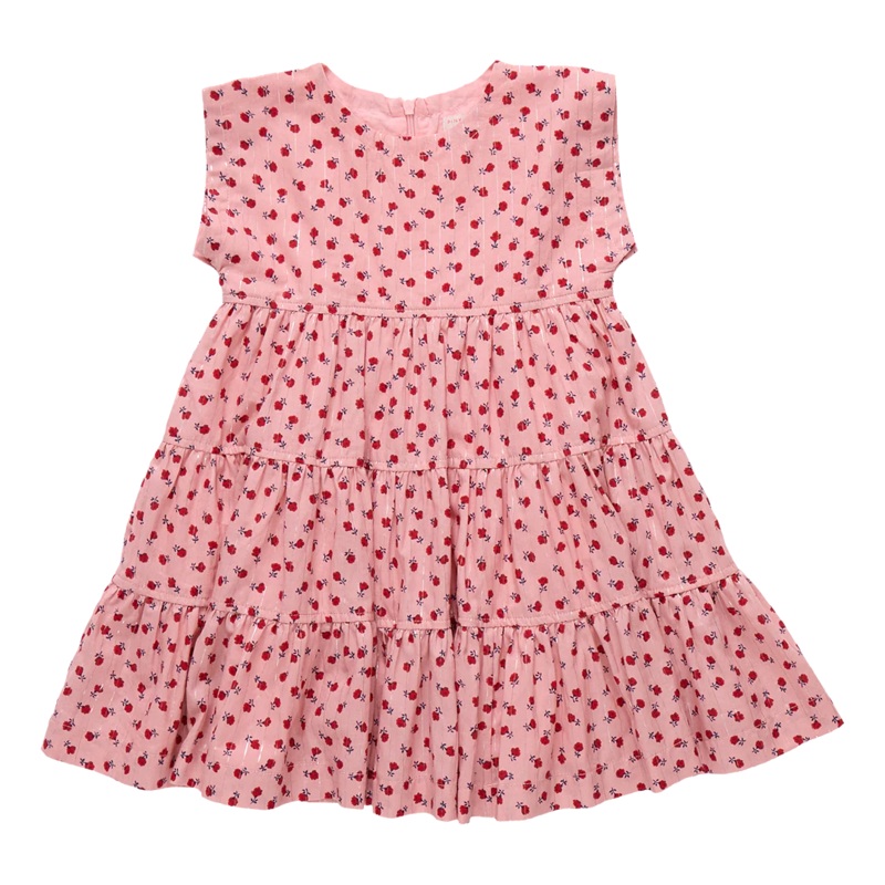 Girls Peachy Dress Tiny Roses 2Y