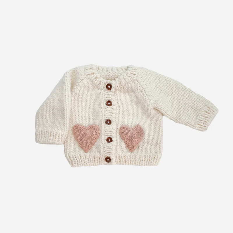 Heart Cardigan Blush 0-6M