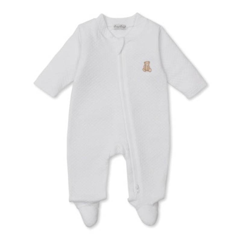 Kissy Teddy Bear Jacquard Zip Footie White NB