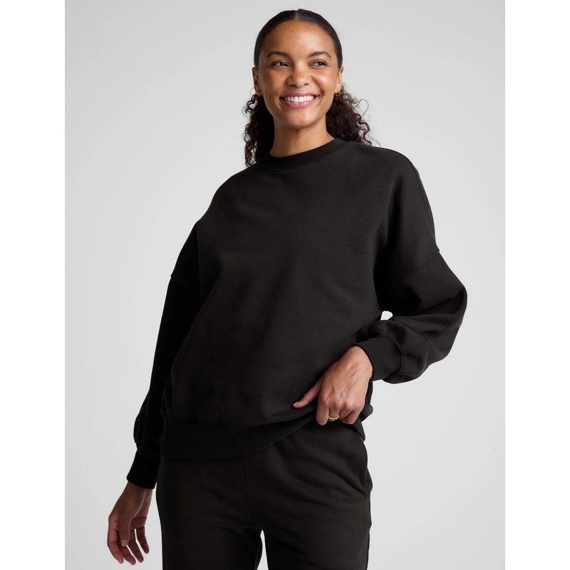 LuxeFleece Oversized Sweatshirt Black XS