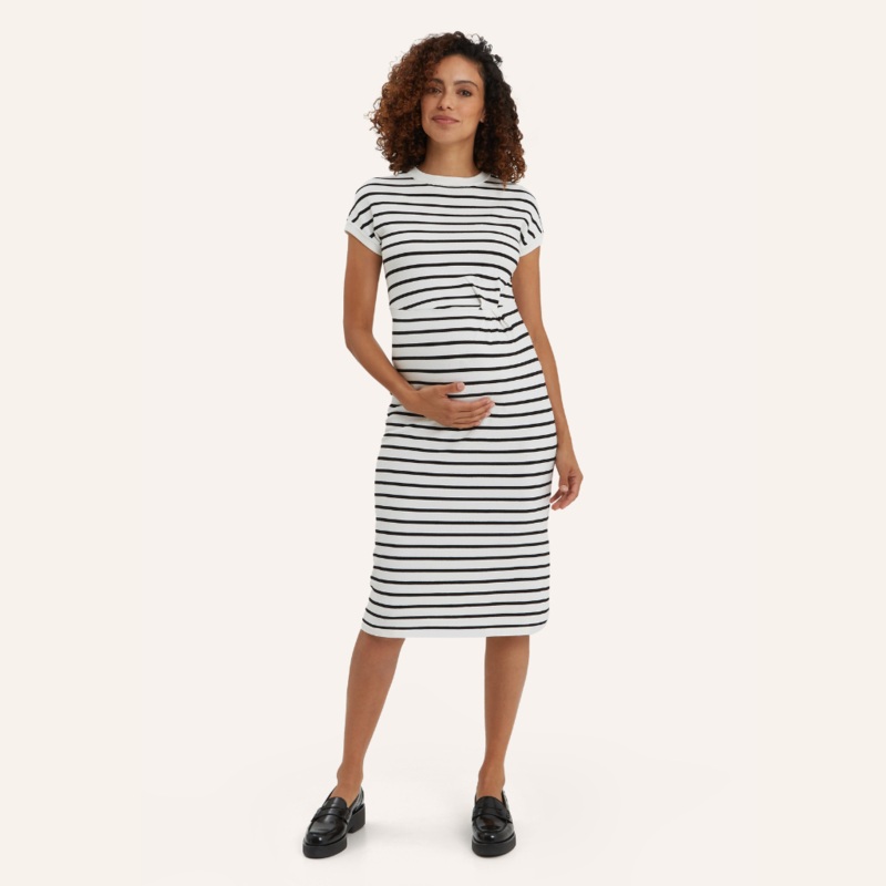 Lydia Sweater Dress Striped Black / White XS