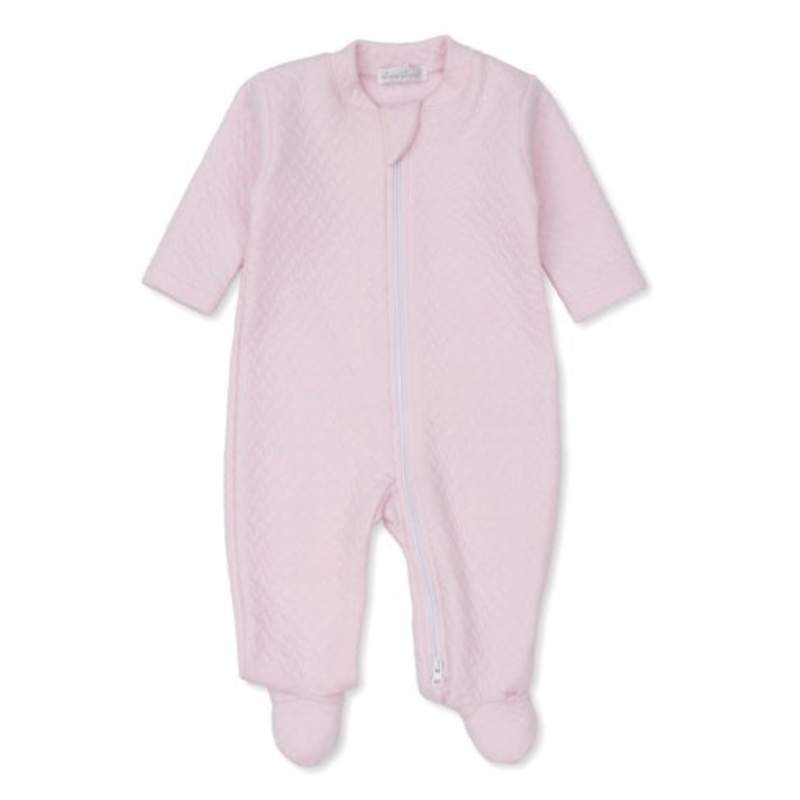 Pink Jacquard Zip Footie Pink NB