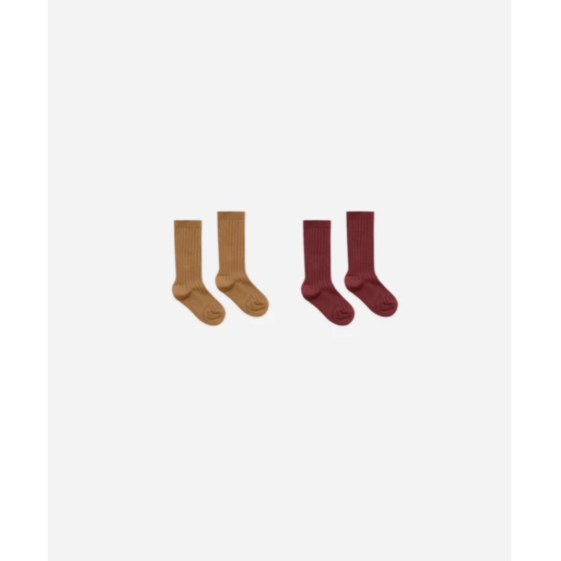 Ribbed Socks Burgundy/Gold 0-6M