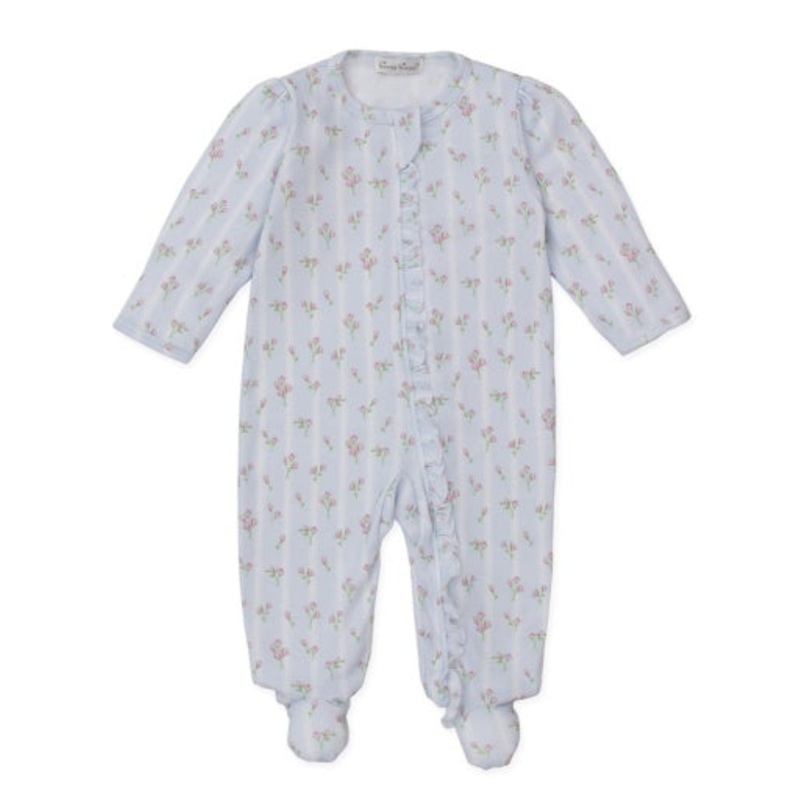 Ribbon Bouquet Zip Footie Lt.Blue NB