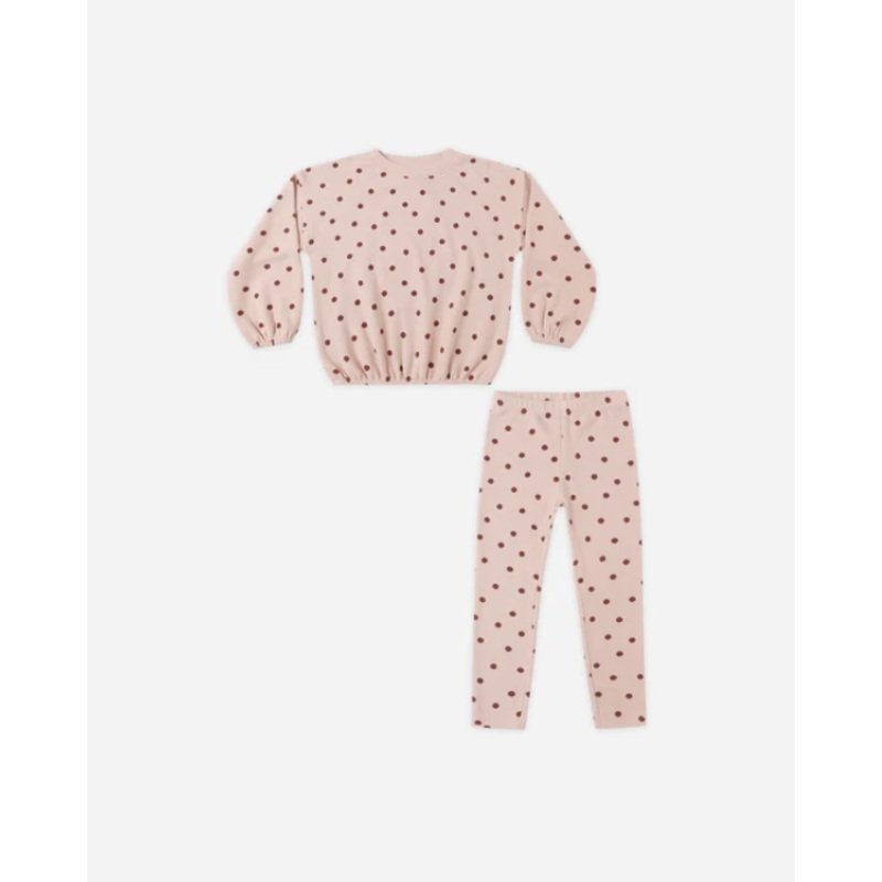 Spongey Knit Set Polka Dot Blush 3-6M