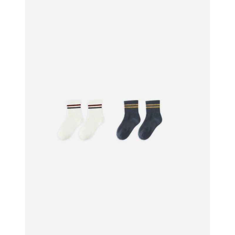 Stripe Socks, 2-Pack Ivory/Navy 3-5Y